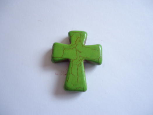 (image for) Cross pendant stone bead - Lime Green (1pc) #SS1024-0418